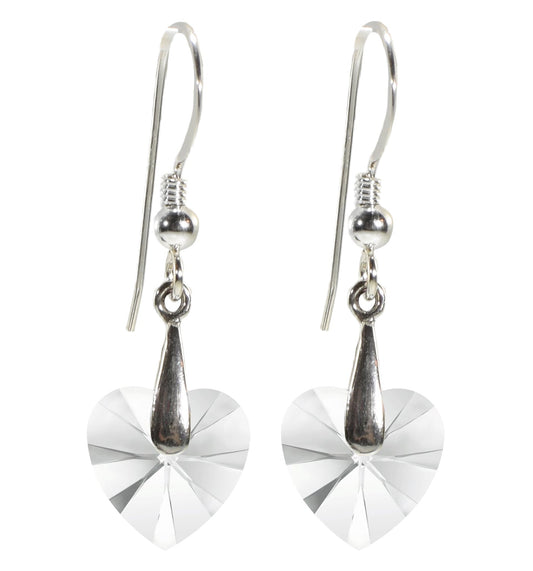 Swarovski Crystal Heart Drop Earrings 925 Sterling Silver - Velora Luxury Fashion