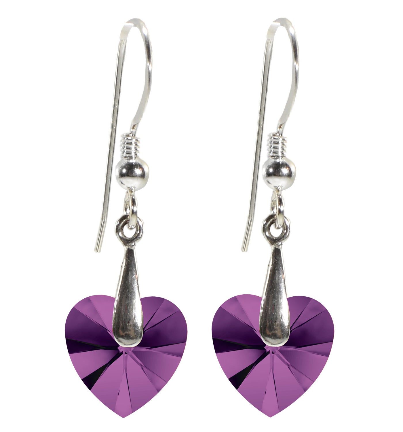 Swarovski Crystal Heart Drop Earrings 925 Sterling Silver - Velora Luxury Fashion