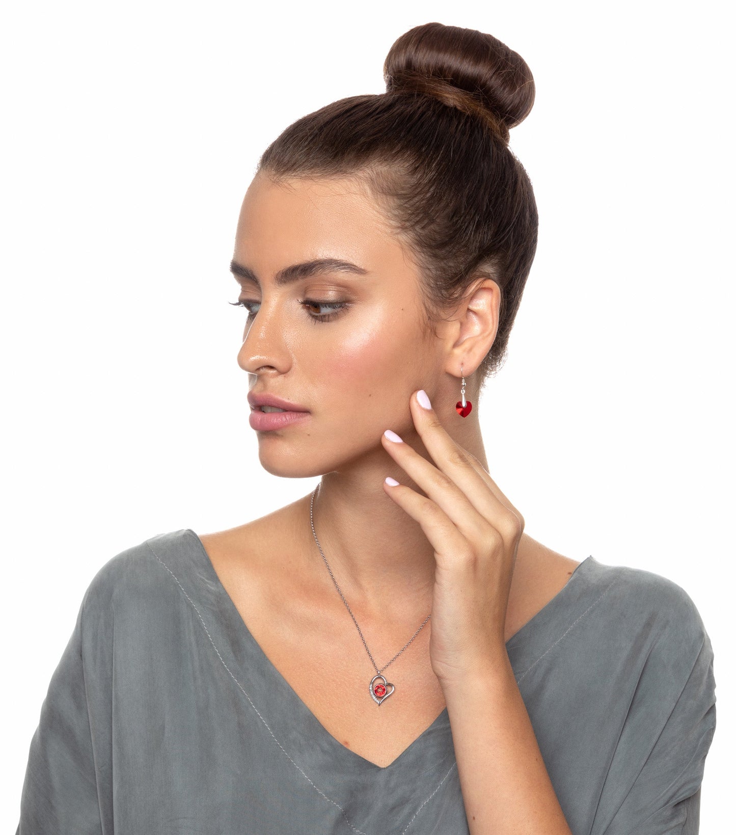 Swarovski Crystal Heart Drop Earrings 925 Sterling Silver - Velora Luxury Fashion