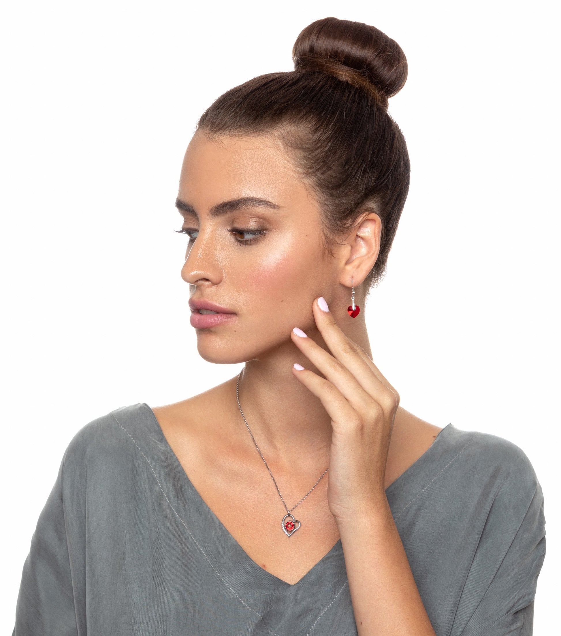 Swarovski Crystal Heart Drop Earrings 925 Sterling Silver - Velora Luxury Fashion