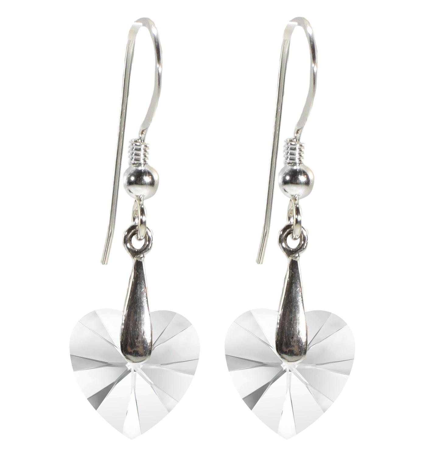 Swarovski Crystal Heart Drop Earrings 925 Sterling Silver - Velora Luxury Fashion