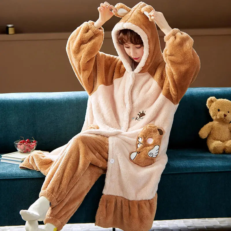 Sweet Fall Pajamas  Flannel Nightgown Women EX-STOCK Canada