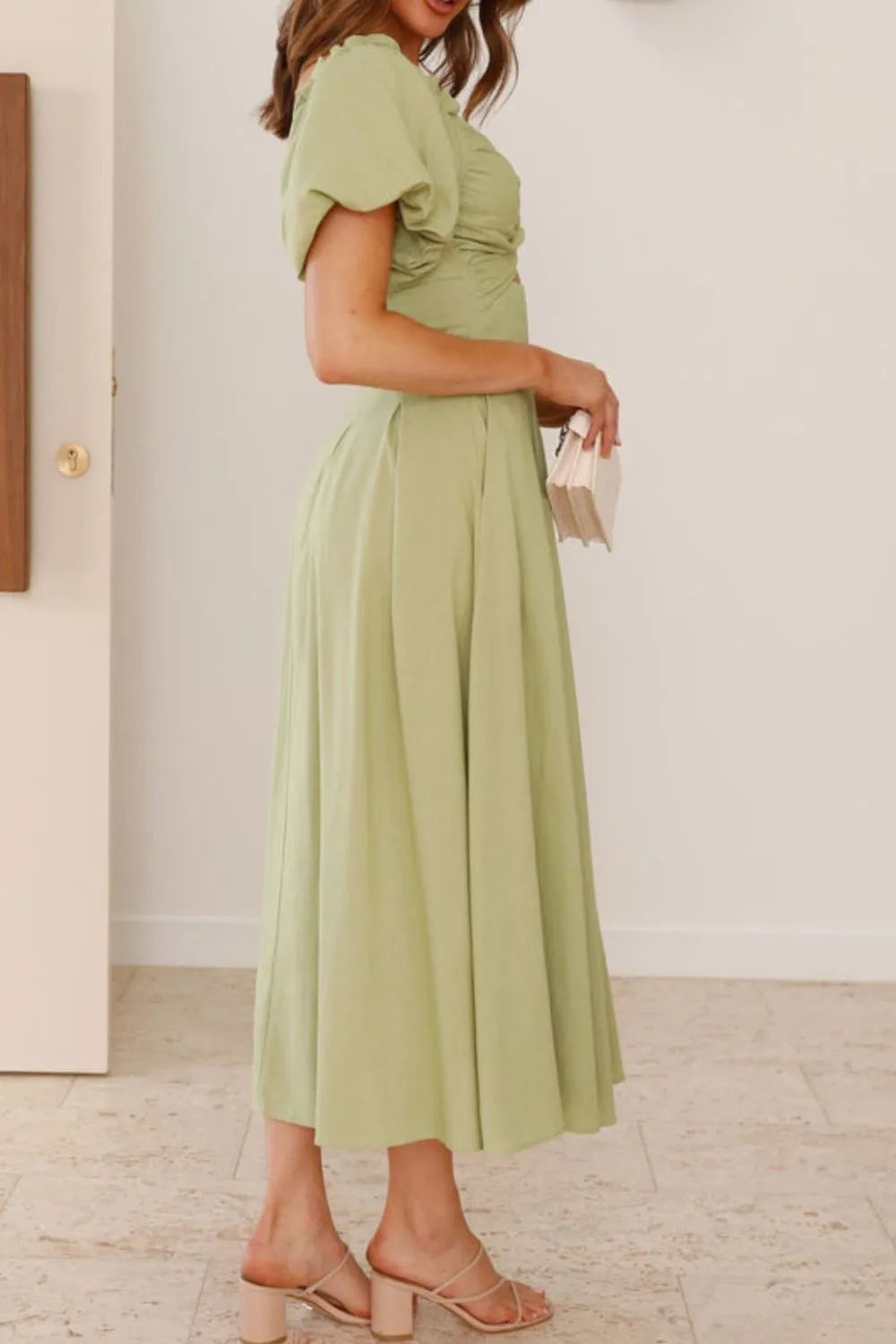 Sweetheart Neck Puff Sleeve Dress - Velora Luxury Fashion