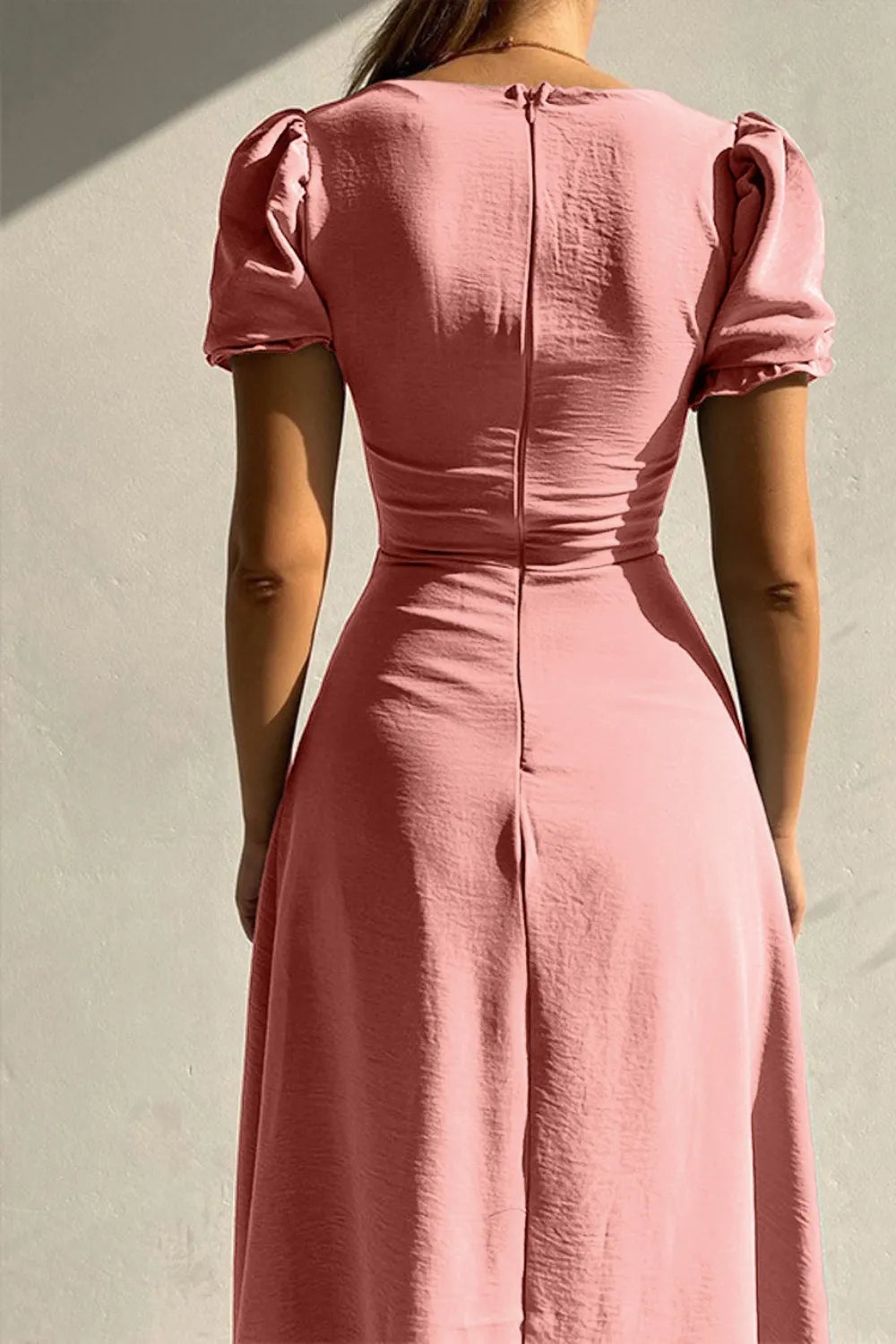 Sweetheart Neck Short Sleeve Dress - Velora Luxury Fashion