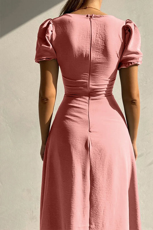 Sweetheart Neck Short Sleeve Dress - Velora Luxury Fashion