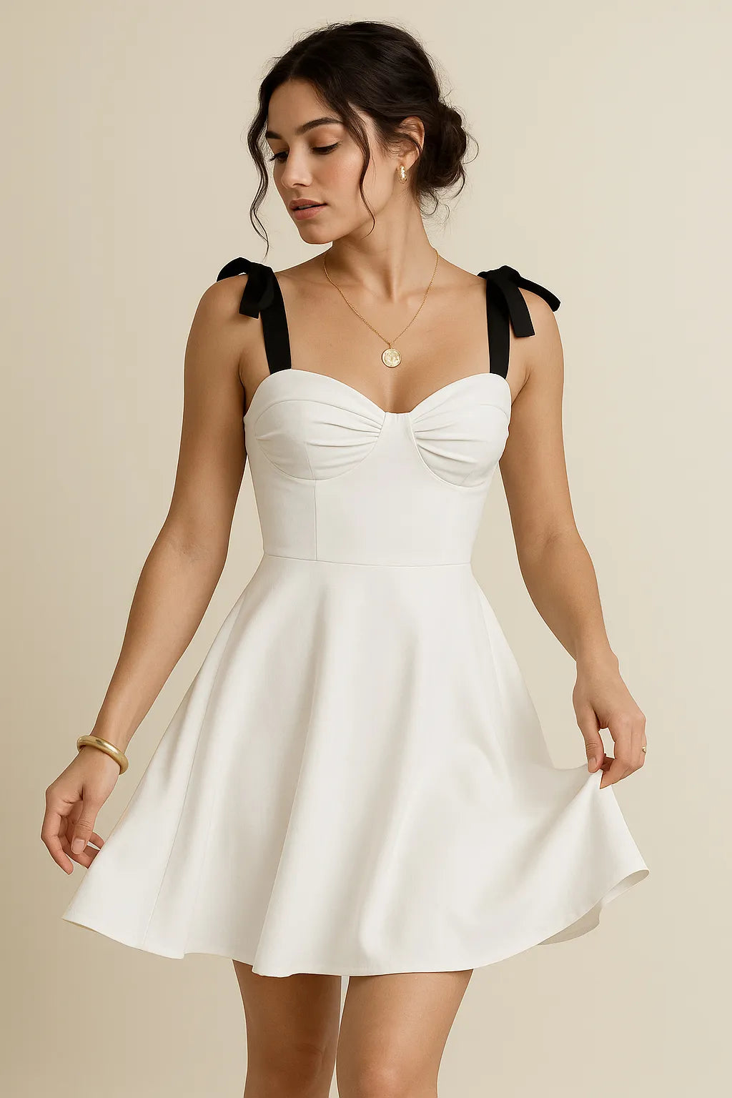 Sweetheart Neck Tie Shoulder Dress - Velora Luxury Fashion