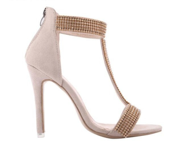 T Strap Sandal Heel - Velora Luxury Fashion