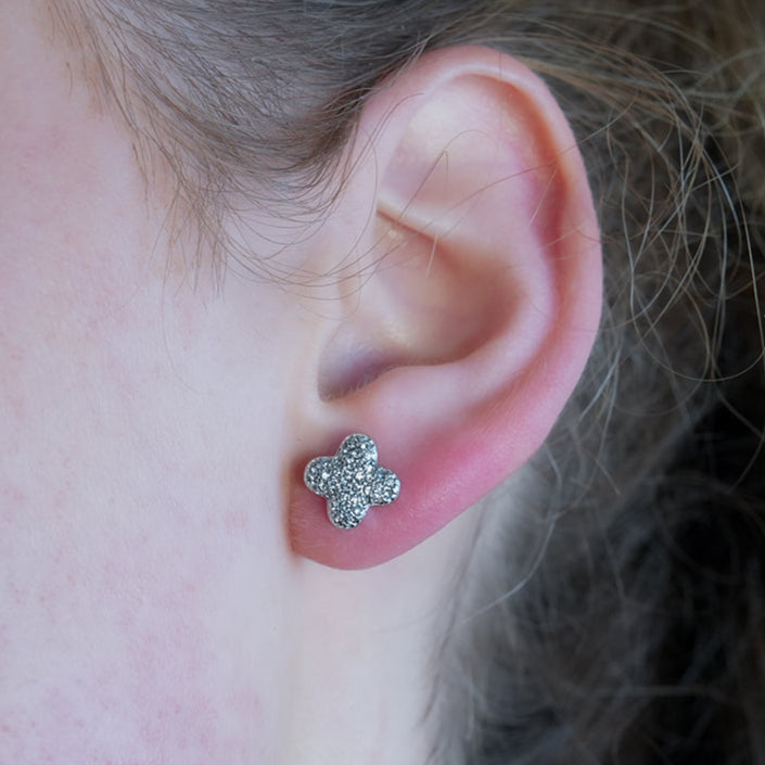 TREMBLANT White Gold (Silver Toned): Dazzling Pavé Zirconia (CZ) Stud Earrings – Elegant Sparkle AM or PM - Velora Luxury Fashion