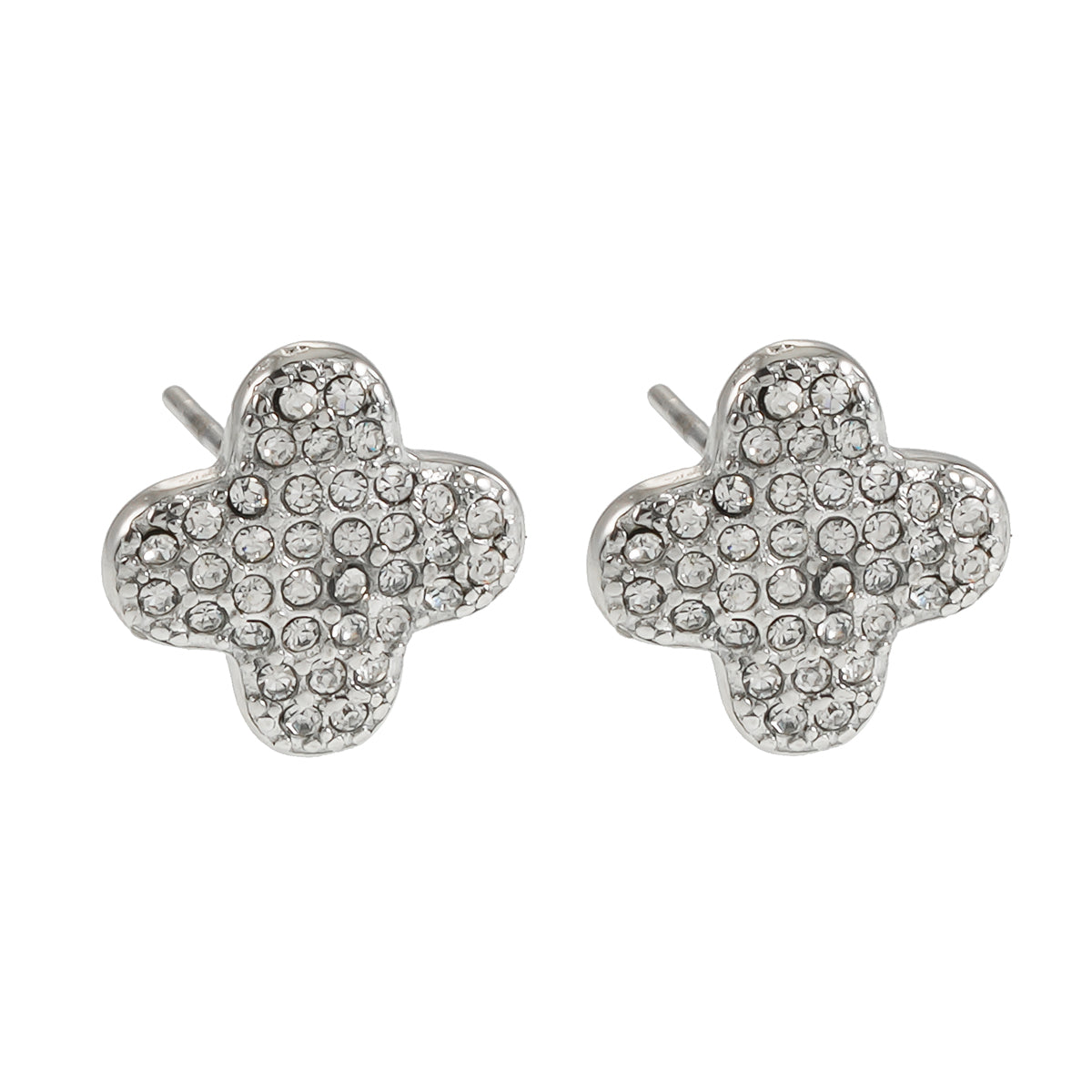 TREMBLANT White Gold (Silver Toned): Dazzling Pavé Zirconia (CZ) Stud Earrings – Elegant Sparkle AM or PM - Velora Luxury Fashion