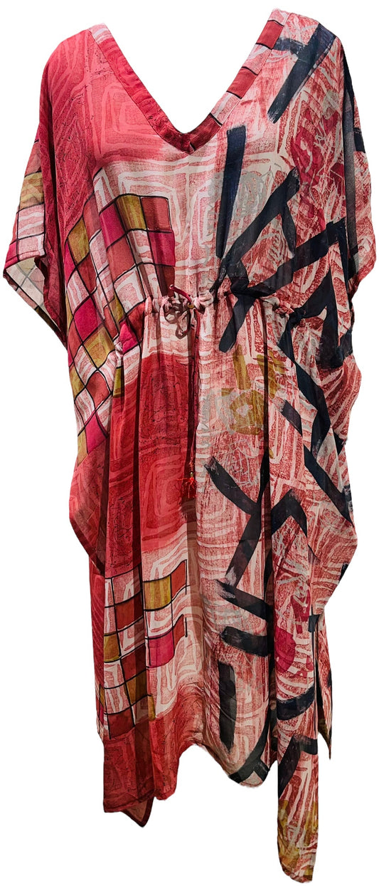 FINAL SALE PRG5679A Sheer Avatar Pure Silk Maxi Kaftan - Velora