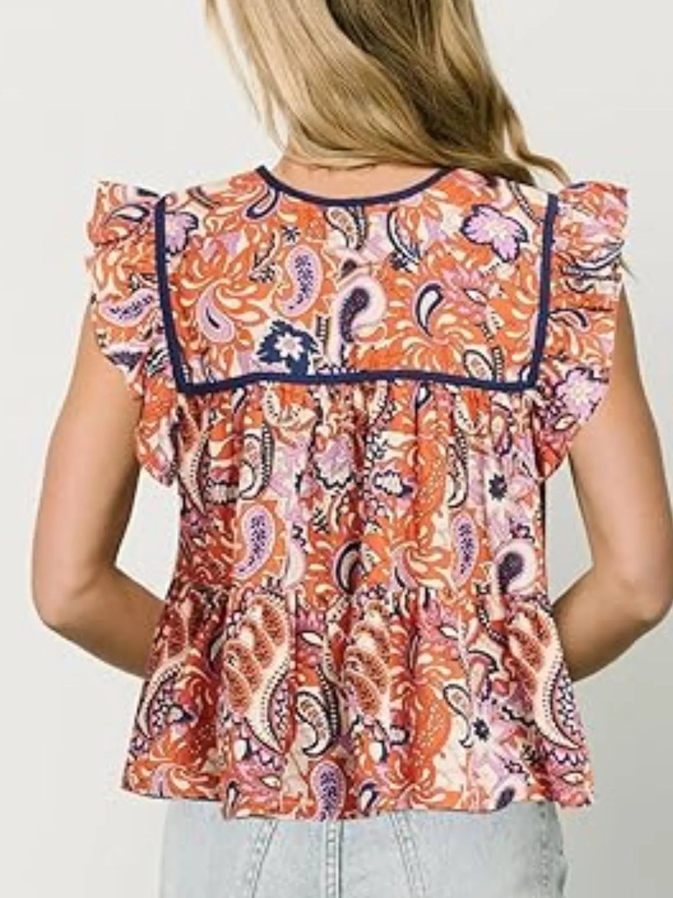 Tassel Ruffled Striped Blouse - Velora Luxury Fashion