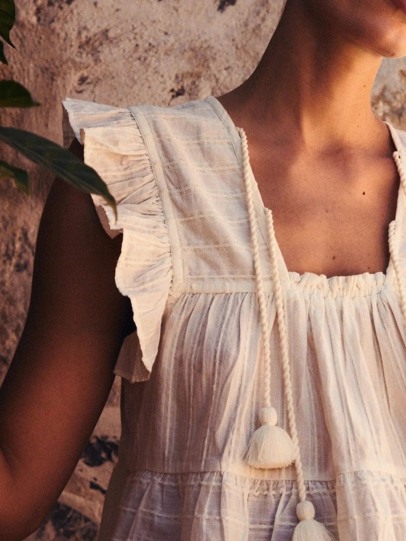 Tassel Ruffled Striped Blouse - Velora Luxury Fashion