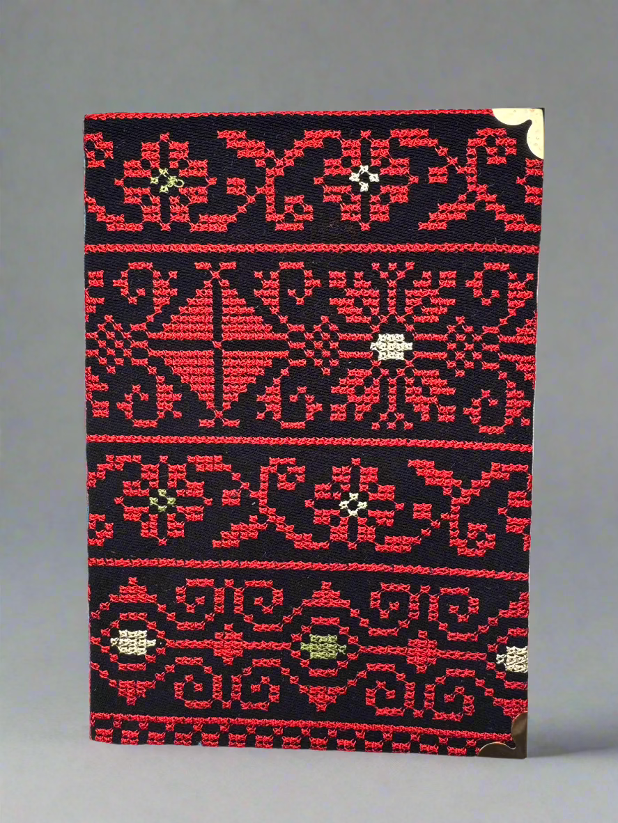 Tatreez Journal | Handcrafted Palestinian Notebook – Red & Teal Designs - Velora Luxury Fashion