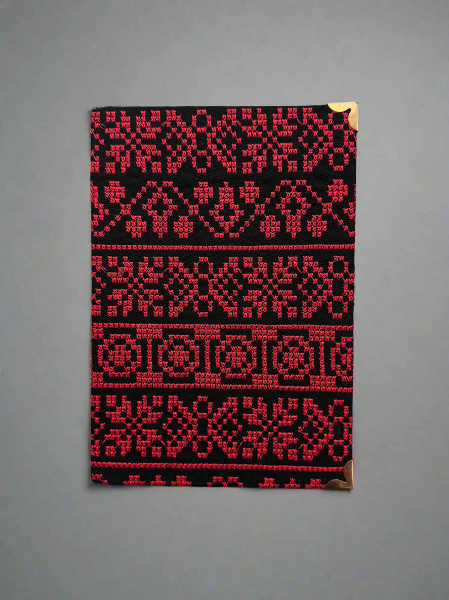 Tatreez Journal | Handcrafted Palestinian Notebook – Red & Teal Designs - Velora Luxury Fashion