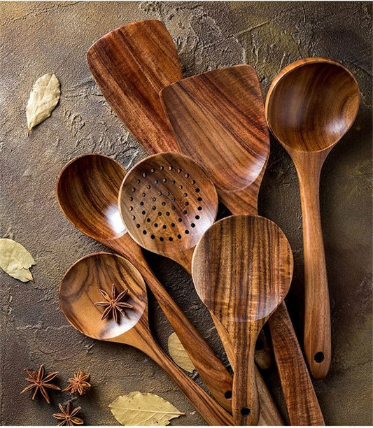 Teak Wooden Cooking Set - Velora Luxury Fashion