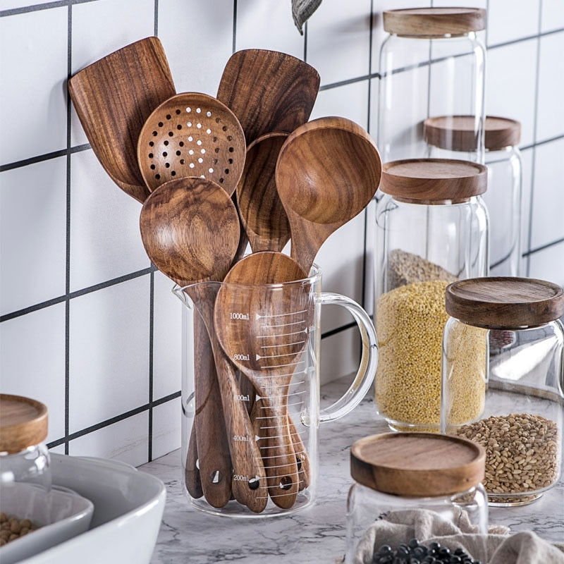Teak Wooden Cooking Set - Velora Luxury Fashion