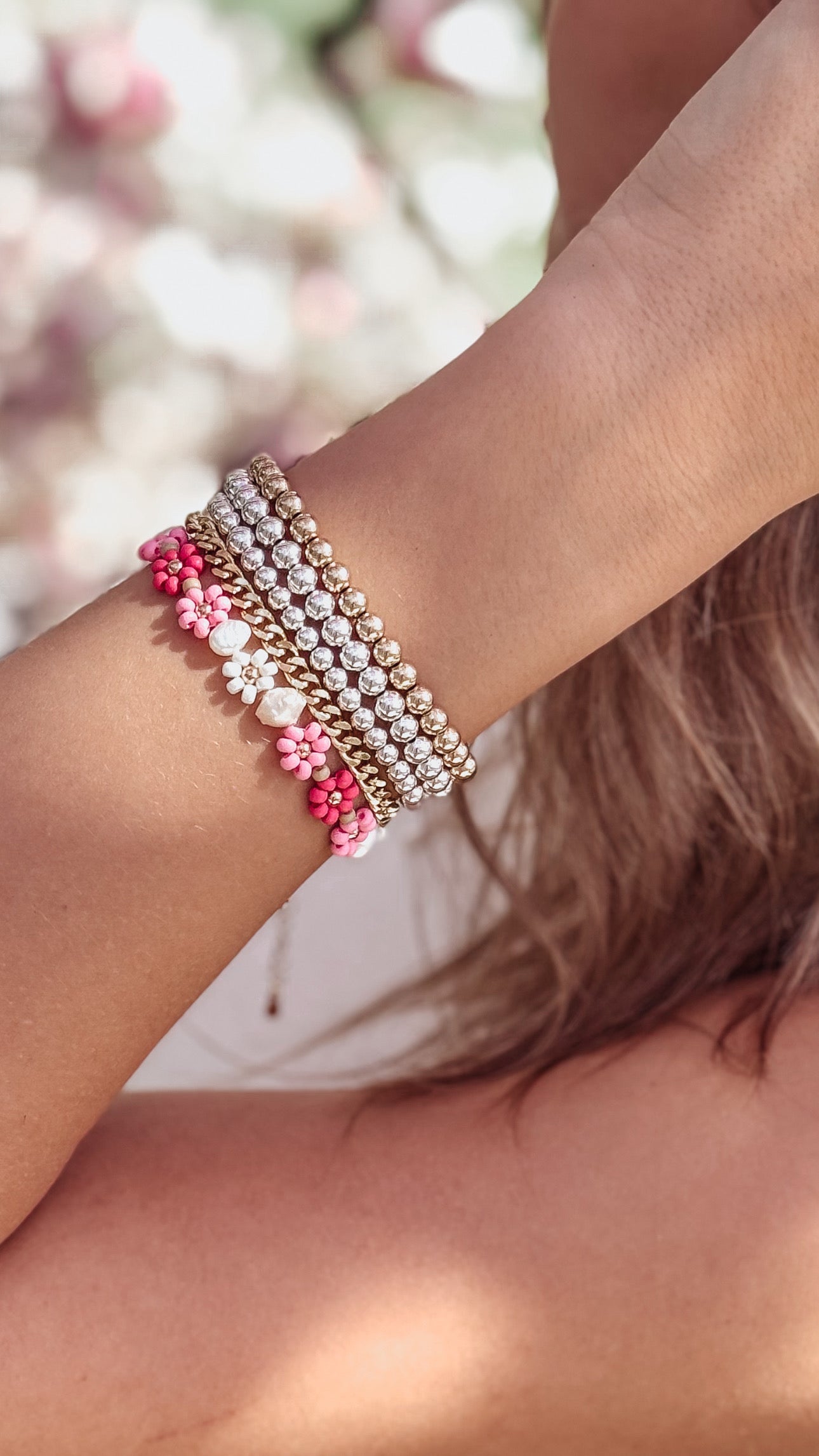 The Daisy Bracelet & Anklet in Frosé - Velora Luxury Fashion