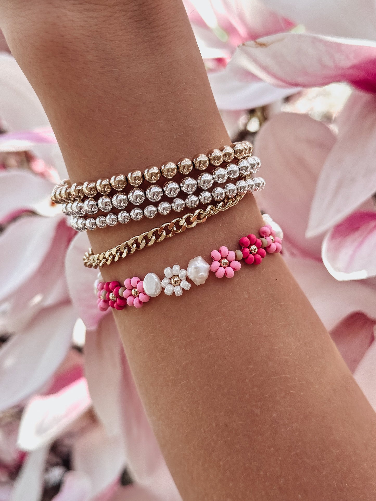 The Daisy Bracelet & Anklet in Frosé - Velora Luxury Fashion