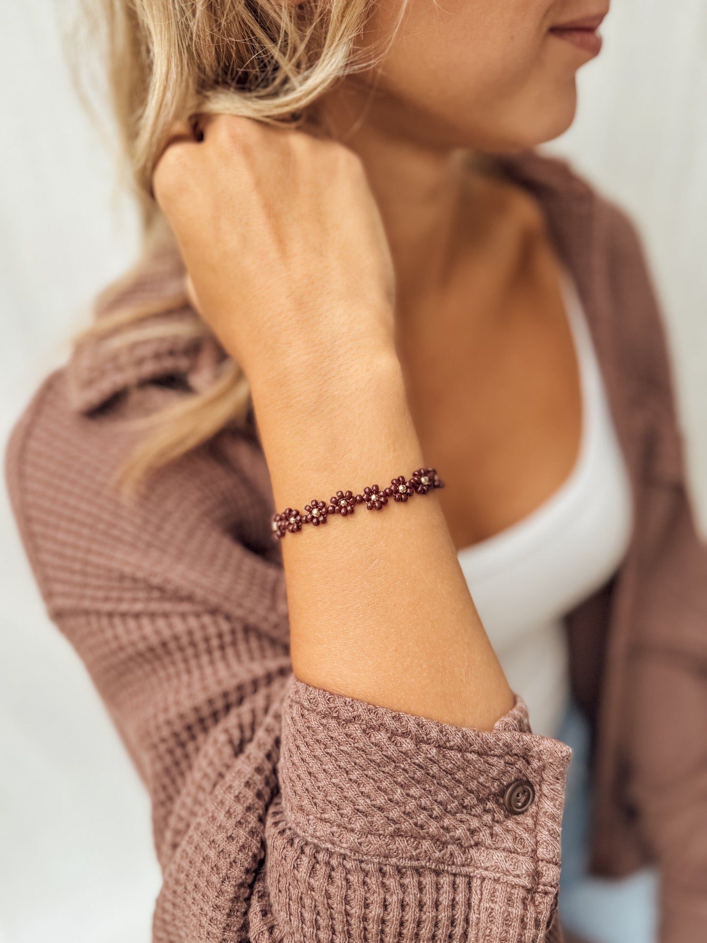 The Merlot Daisy Bracelet & Anklet - Velora Luxury Fashion