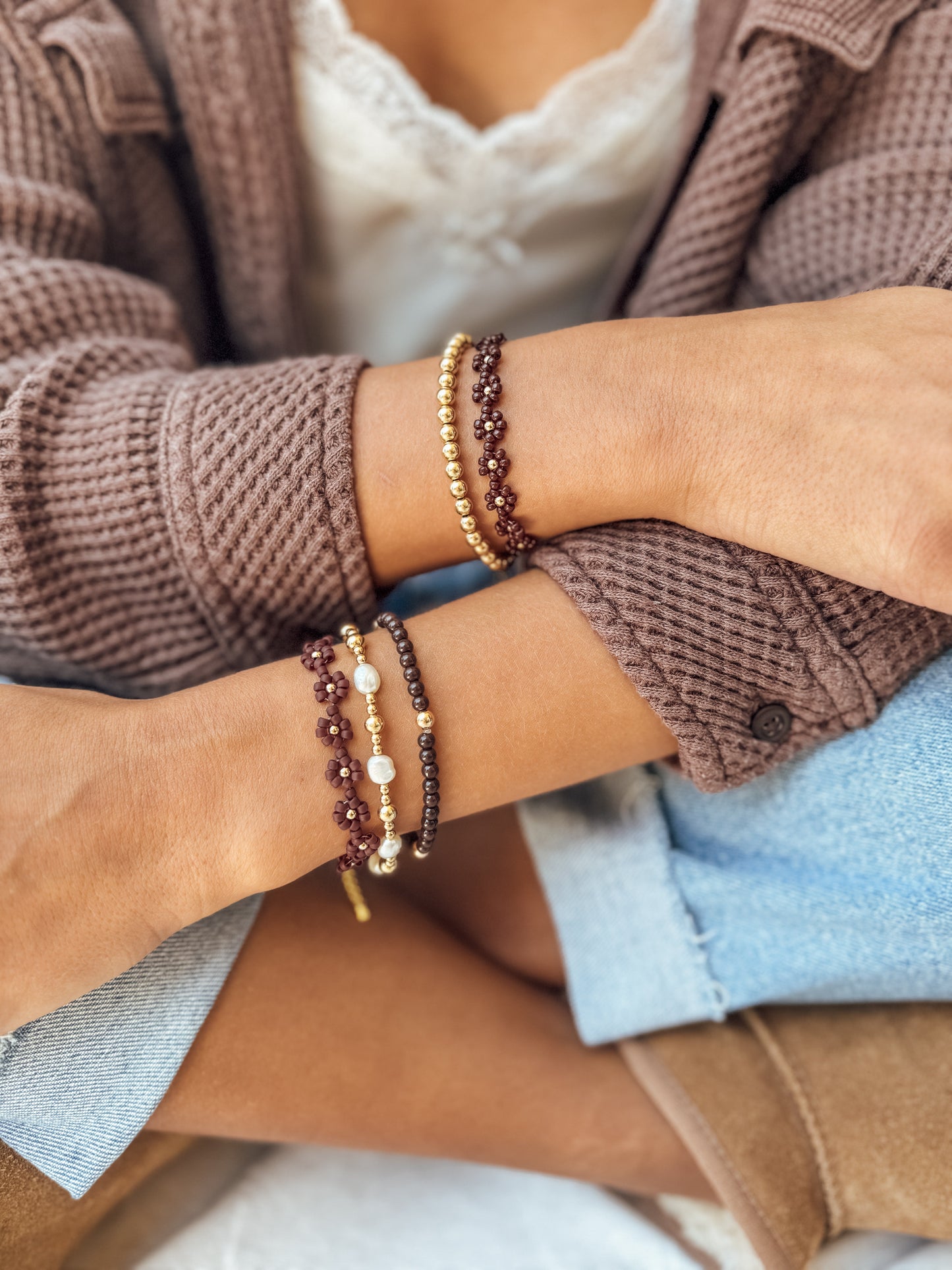 The Merlot Daisy Bracelet & Anklet - Velora Luxury Fashion