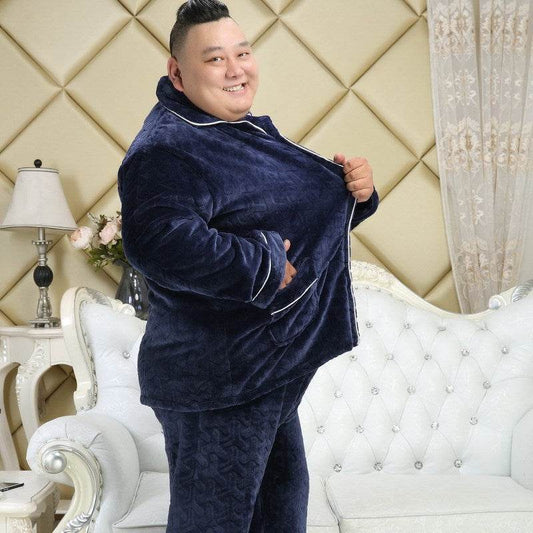 Thickened lapel long sleeve men's pajamas EX-STOCK Canada