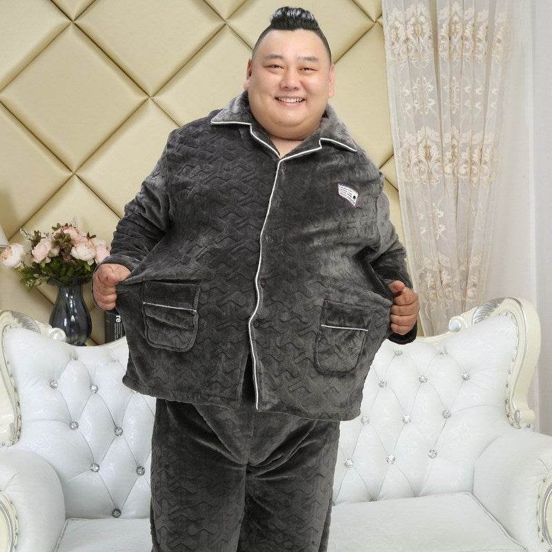 Thickened lapel long sleeve men's pajamas EX-STOCK Canada