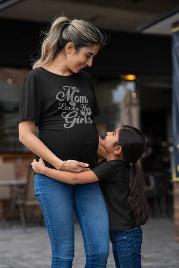 This Mom Loves Her Girls Rhinestone T-Shirt – Sparkly Mom Life Tee | Blingdazzel