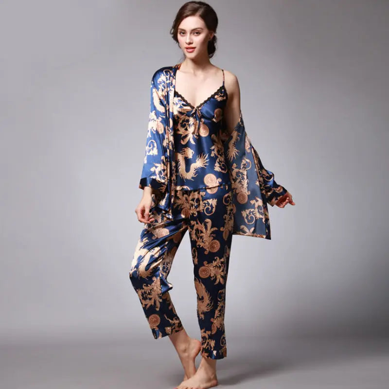 Three-piece silk pajamas for women EX-STOCK Canada