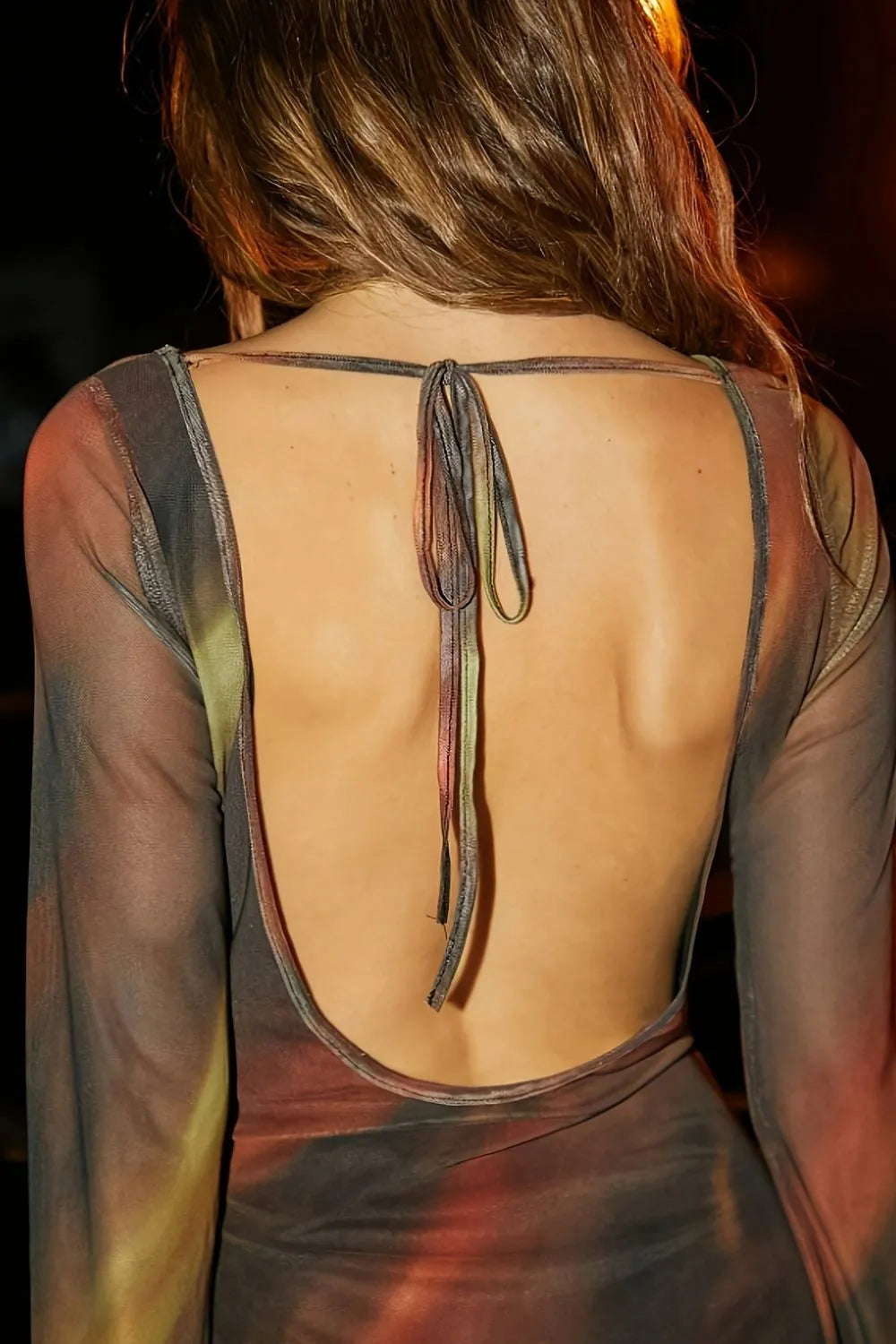 Tie Dye Print Long Sleeve Bodycon Mini Dress - Velora Luxury Fashion