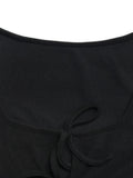 Tie Front Long Sleeve Flare Jumpsuit - Velora Luxury Fashion