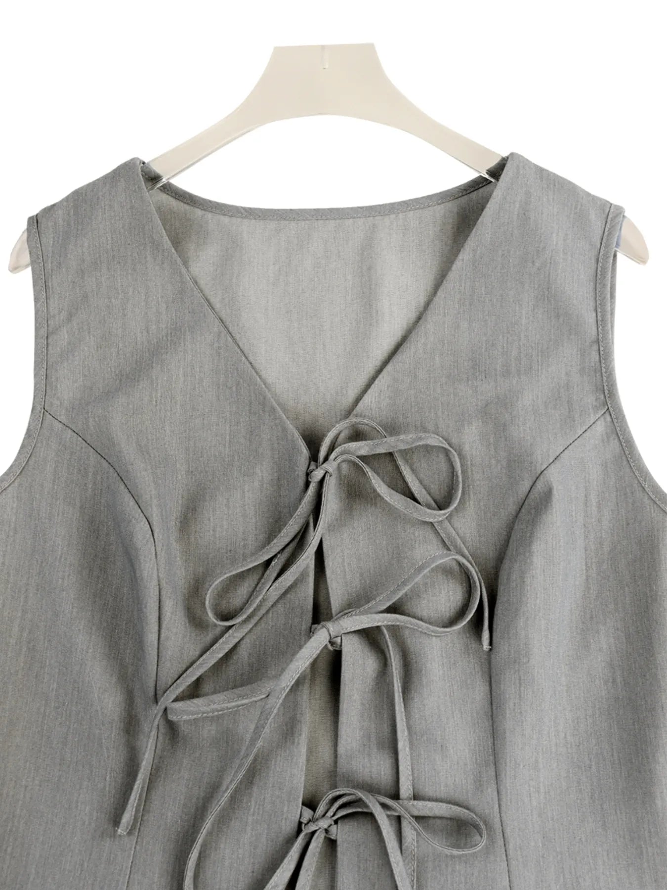 Tie Front Vest and Wide Leg Pants Set - Velora Luxury Fashion