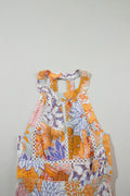 Tied Printed Grecian Sleeveless Maxi Dress - Velora Luxury Fashion