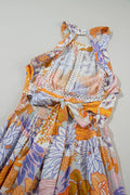 Tied Printed Grecian Sleeveless Maxi Dress - Velora Luxury Fashion