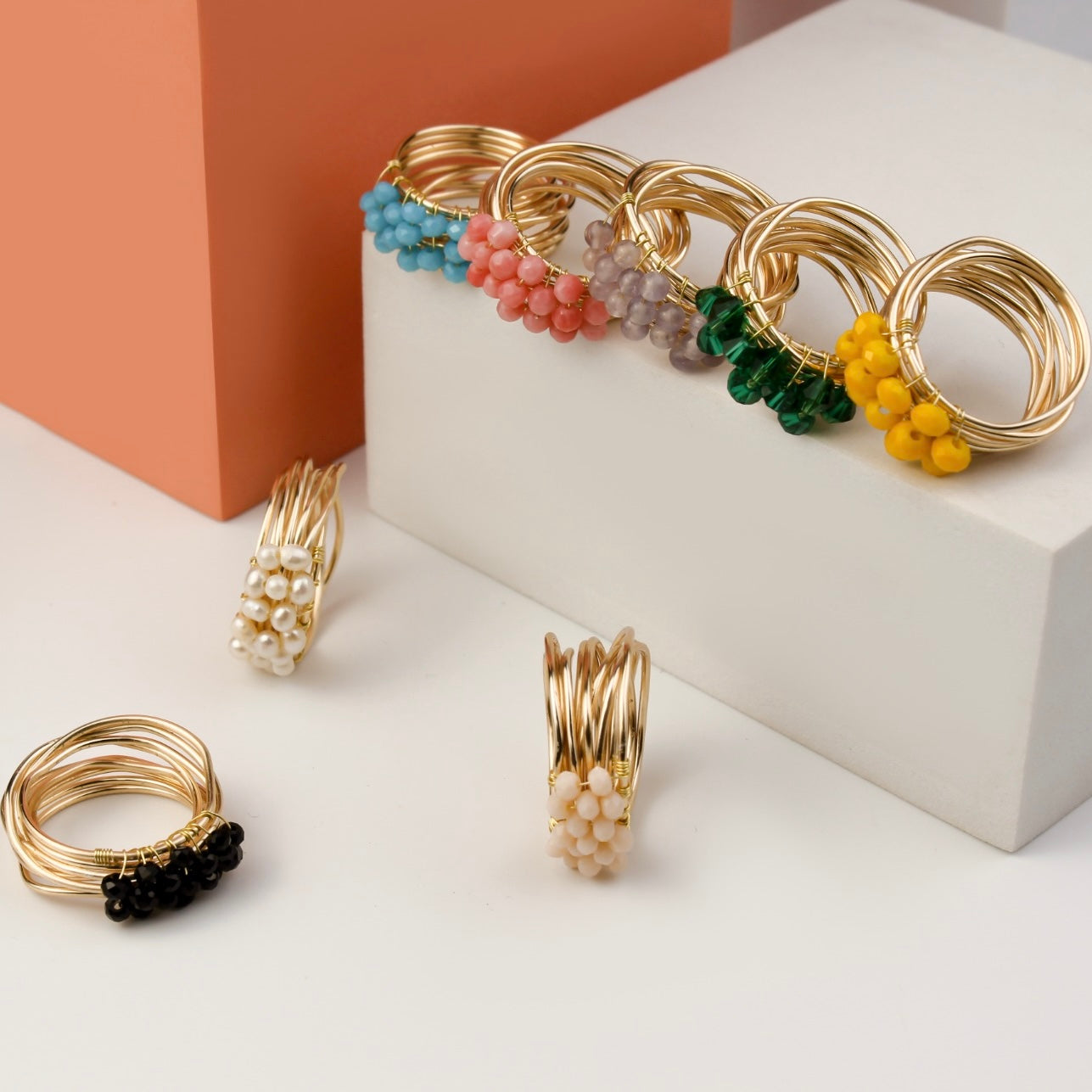 Amethyst - Beaded Dainty Ring