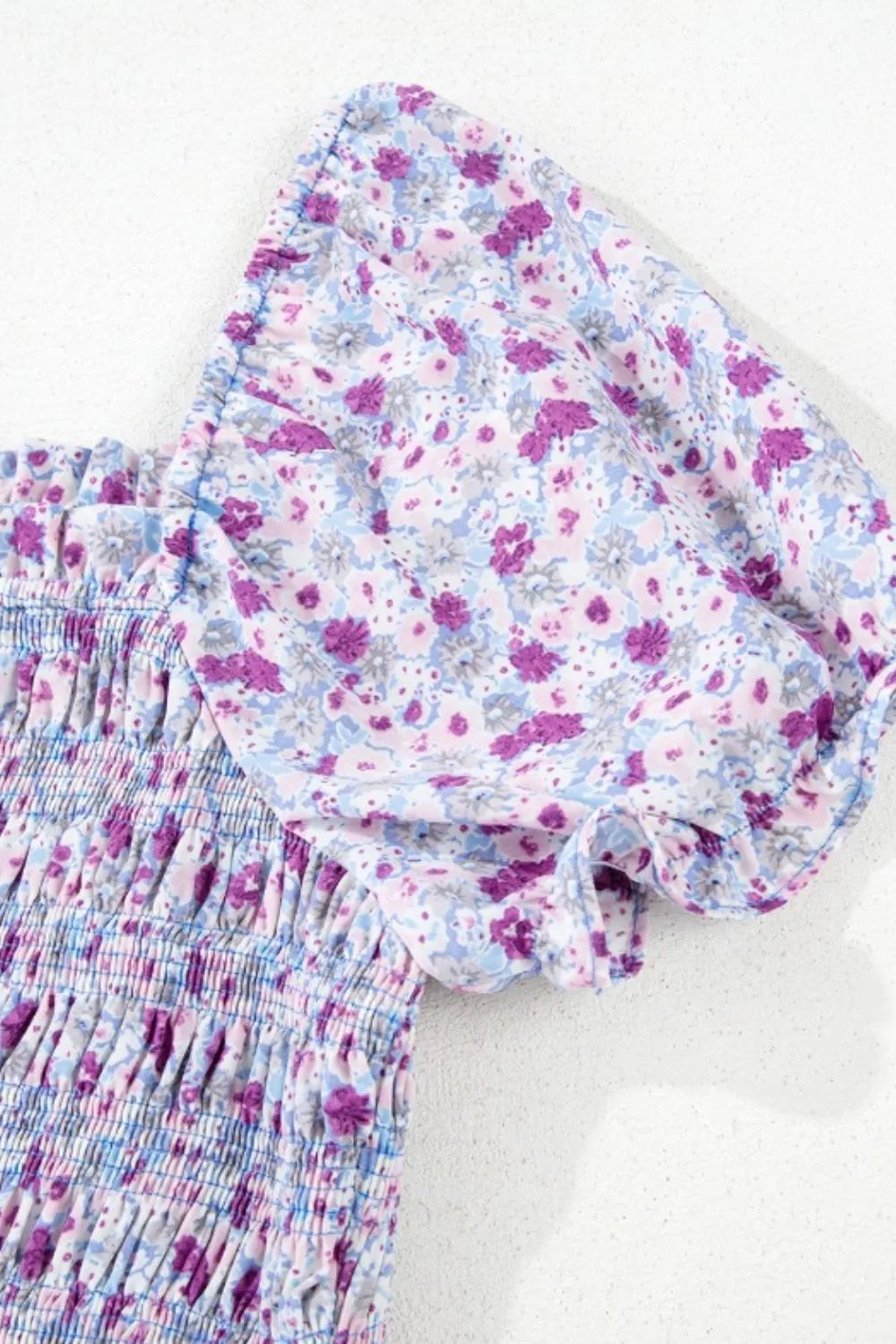 Tiered Floral Shirred High Waist Maxi Dress - Velora Luxury Fashion