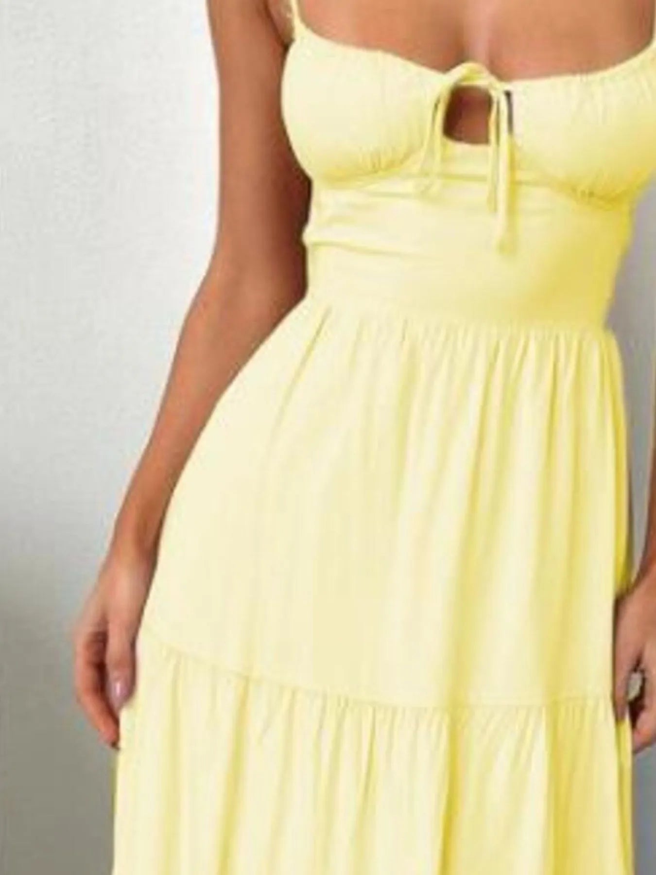 Tiered Lace Up Spaghetti Straps Maxi Dress - Velora Luxury Fashion