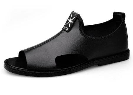 Toed First Layer Cowhide Sandals Men's Bag Heel Side Empty Leather Beach Non-slip Wear-resistant EX-STOCK Canada