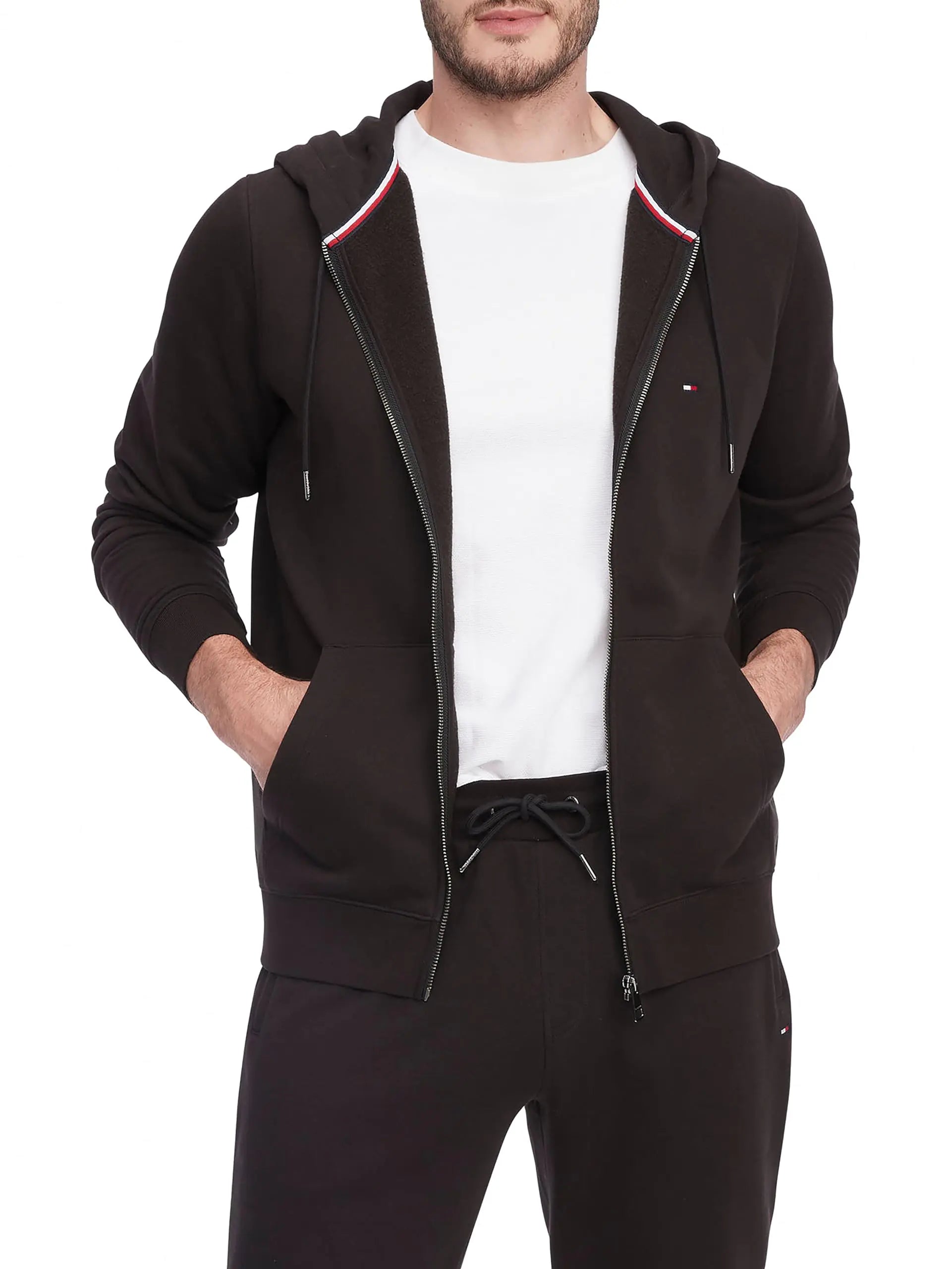 Tommy Hilfiger Mens Logo Zip Thru Hoodies - Velora Luxury Fashion