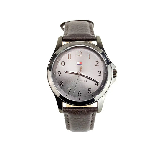 Tommy Hilfiger The Essentials Brown Strap Grey Dial Watch - Velora Luxury Fashion