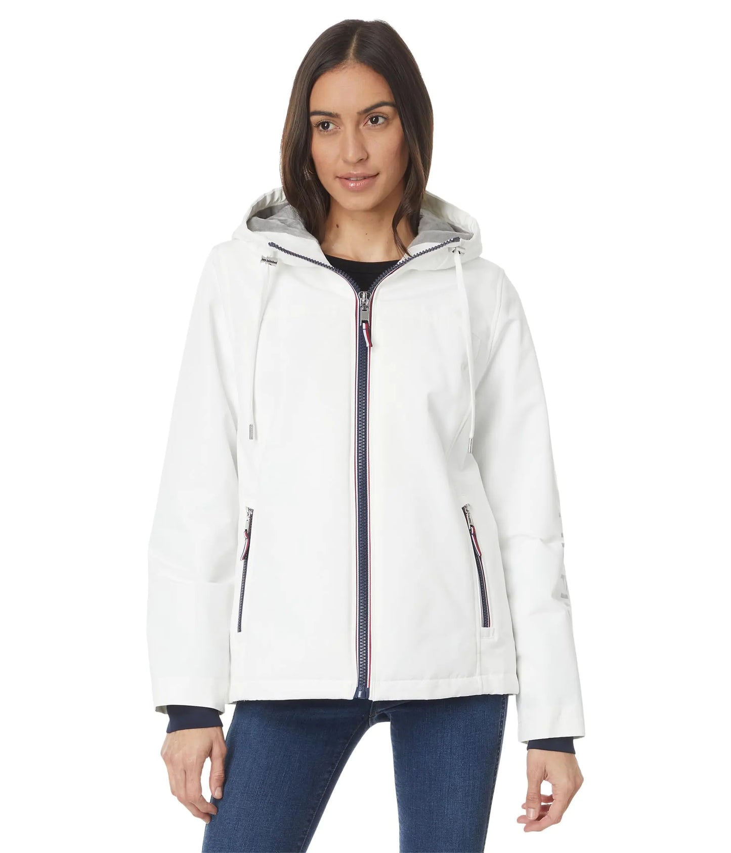 Tommy Hilfiger Womens Iconic Stadium Jacket White Large - Velora Luxury Fashion