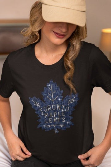 Rhinestone Toronto Maple Leaf Fan Shirt – Sparkle Hockey Bling Apparel | Bling Dazzel