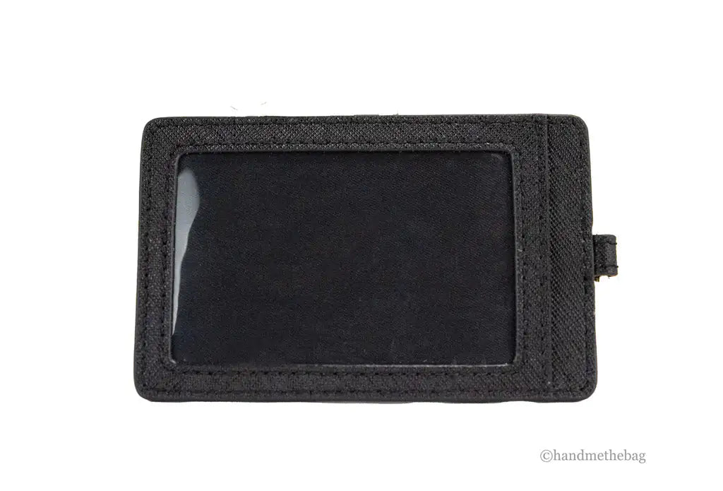 Tory Burch (136584) Emerson Black Saffiano Leather Necklace Lanyard Card Case - Velora Luxury Fashion