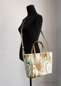 Tory Burch (144081) Emerson Small Climbing Palms Printed Canvas Tote Handbag - Velora Luxury Fashion