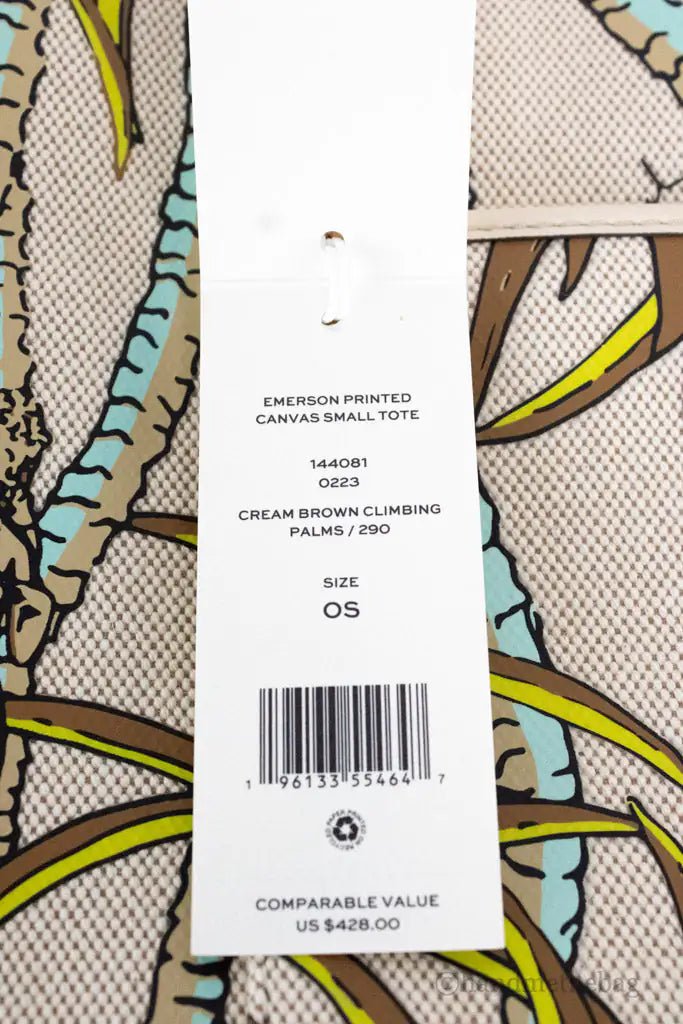 Tory Burch (144081) Emerson Small Climbing Palms Printed Canvas Tote Handbag - Velora Luxury Fashion