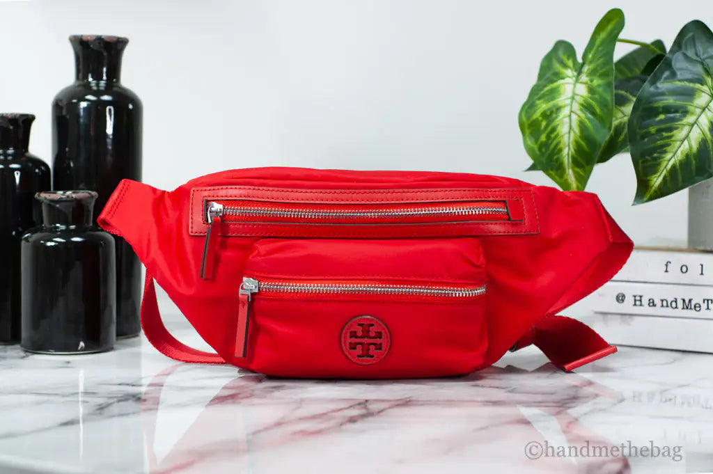 Tory Burch (82508) Medium Brilliant Red Nylon Adjustable Belt Bag Fanny Pack - Velora Luxury Fashion
