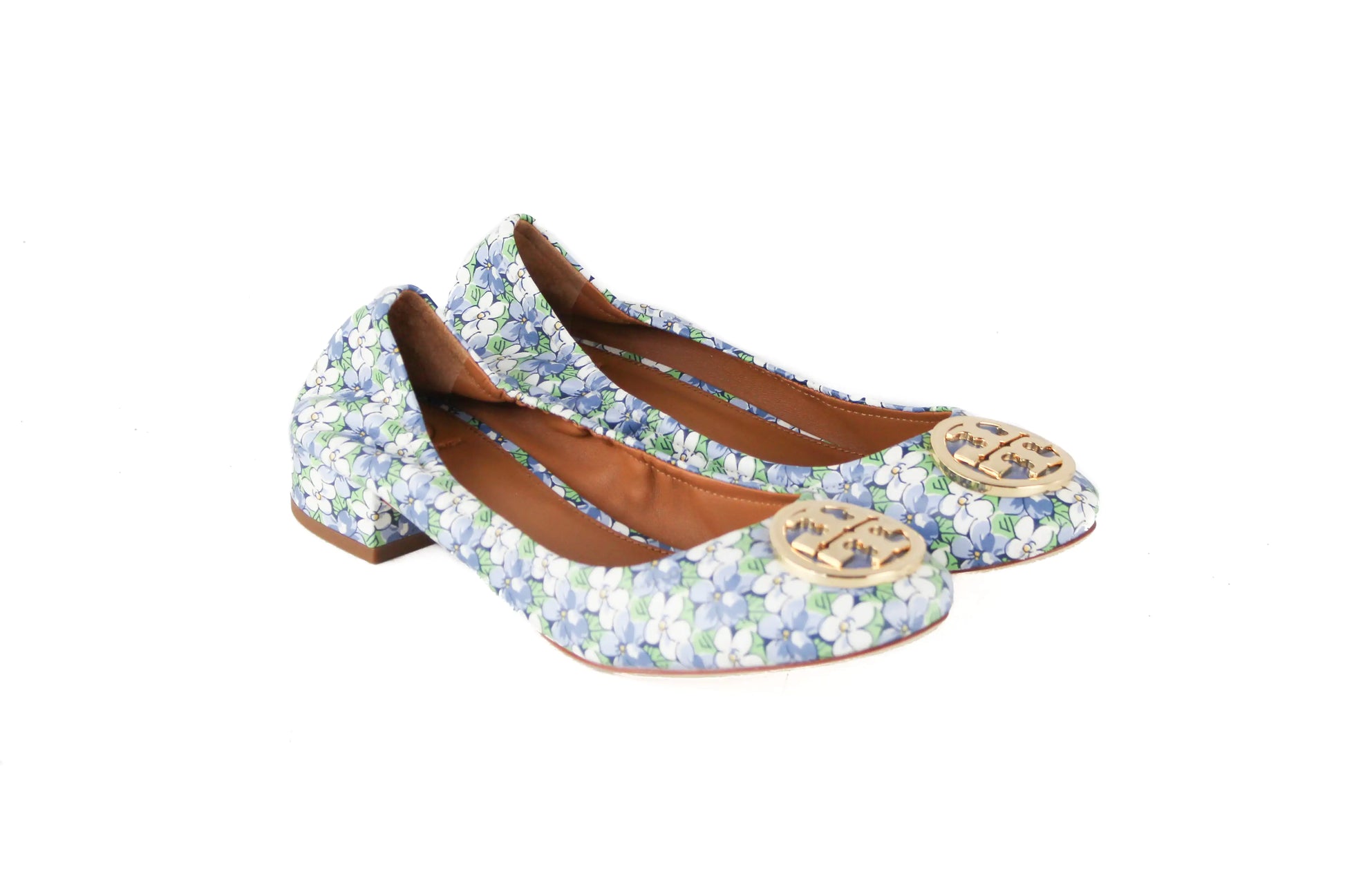 Tory Burch Benton 2 Terrace Ditsy Leather Scrunch Heel Shoes - Velora Luxury Fashion