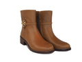 Tory Burch Miller Dark Tiramisu Leather 45MM Heel Booties - Velora Luxury Fashion