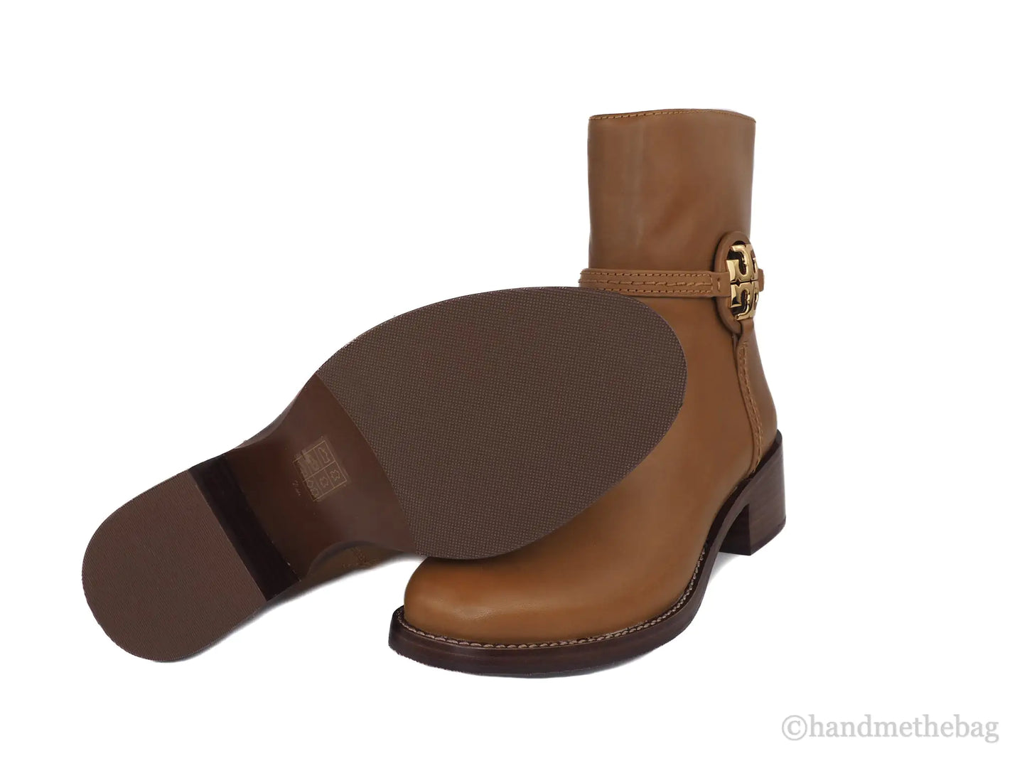 Tory Burch Miller Dark Tiramisu Leather 45MM Heel Booties - Velora Luxury Fashion