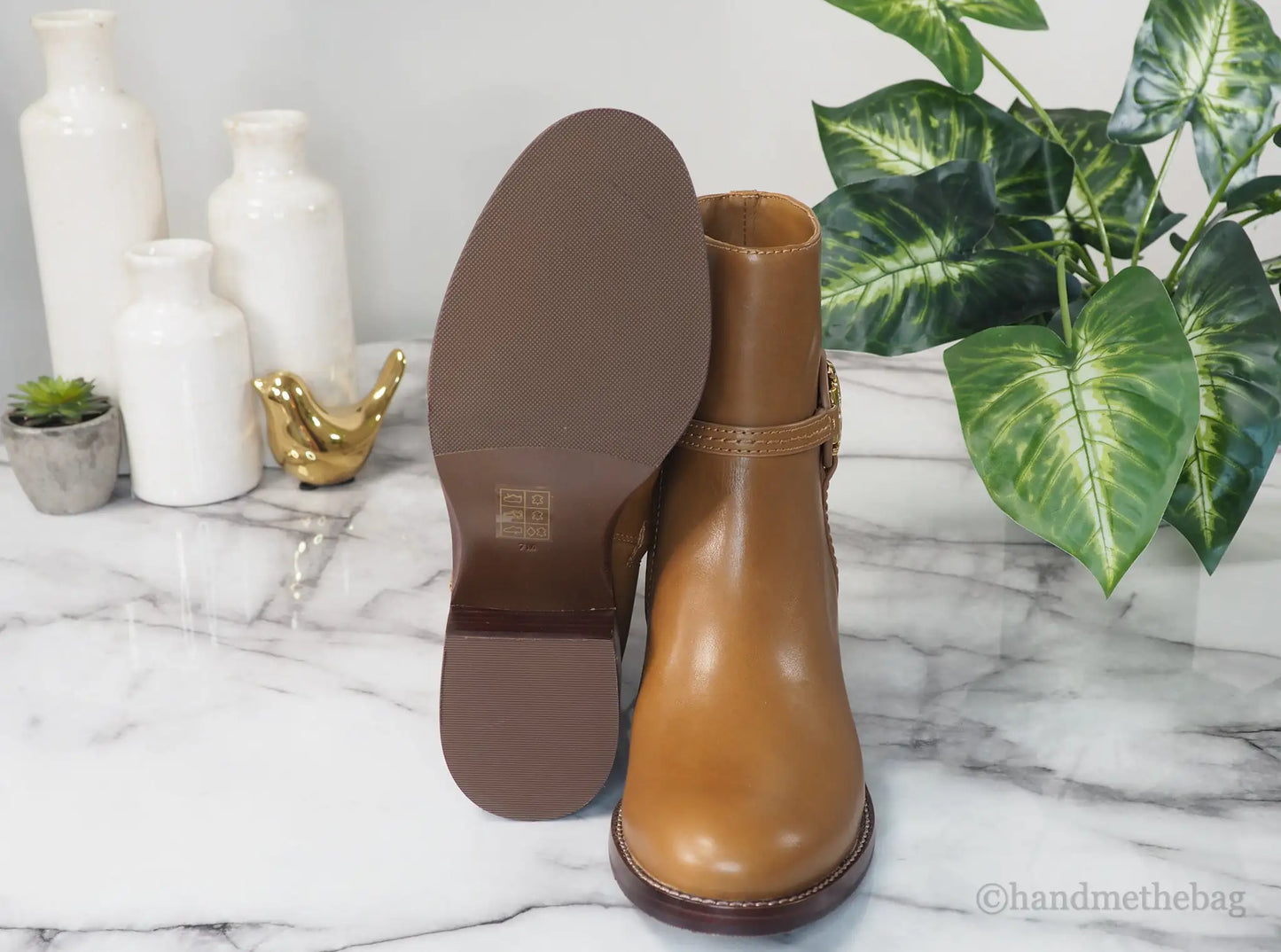 Tory Burch Miller Dark Tiramisu Leather 45MM Heel Booties - Velora Luxury Fashion