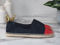 Tory Burch Recycled Canvas Navy Red Colorblock Espadrilles - Velora Luxury Fashion